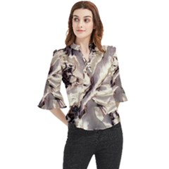 Abstract Wannabe Two Loose Horn Sleeve Chiffon Blouse