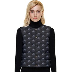 Animal Eyes Close Up Motif Pattern Women s Short Button Up Puffer Vest