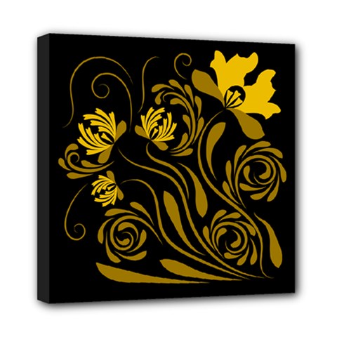 Folk Flowers Floral Art Print Flowers Abstract Art  Mini Canvas 8  X 8  (stretched) by Eskimos