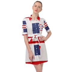 Abstract Pattern Geometric Backgrounds   Belted Shirt Dress by Eskimos