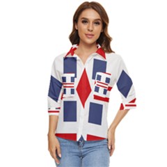 Abstract Pattern Geometric Backgrounds   Women s Quarter Sleeve Pocket Shirt