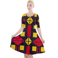 Abstract Pattern Geometric Backgrounds   Quarter Sleeve A-line Dress by Eskimos