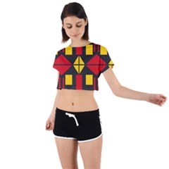 Abstract Pattern Geometric Backgrounds   Tie Back Short Sleeve Crop Tee by Eskimos