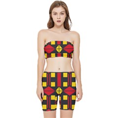 Abstract Pattern Geometric Backgrounds   Stretch Shorts And Tube Top Set by Eskimos