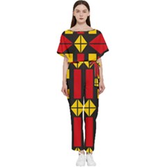 Abstract Pattern Geometric Backgrounds   Batwing Lightweight Chiffon Jumpsuit by Eskimos