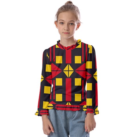 Abstract Pattern Geometric Backgrounds   Kids  Frill Detail Tee by Eskimos