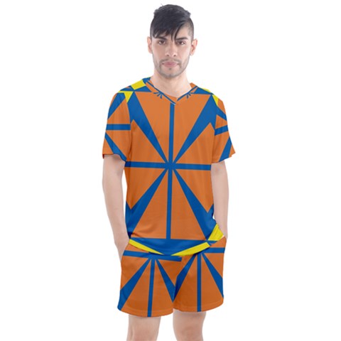 Abstract Pattern Geometric Backgrounds   Men s Mesh Tee And Shorts Set by Eskimos