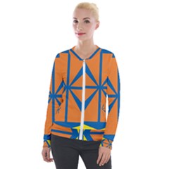 Abstract Pattern Geometric Backgrounds   Velvet Zip Up Jacket by Eskimos