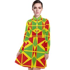 Abstract Pattern Geometric Backgrounds   Long Sleeve Chiffon Shirt Dress by Eskimos