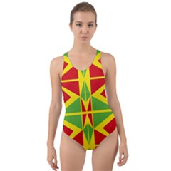 Abstract Pattern Geometric Backgrounds   Cut-out Back One Piece Swimsuit by Eskimos