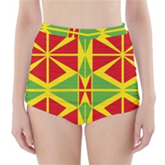 Abstract Pattern Geometric Backgrounds   High-waisted Bikini Bottoms by Eskimos