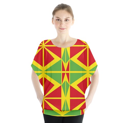 Abstract Pattern Geometric Backgrounds   Batwing Chiffon Blouse by Eskimos