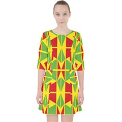 Abstract Pattern Geometric Backgrounds   Quarter Sleeve Pocket Dress by Eskimos