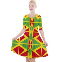 Abstract Pattern Geometric Backgrounds   Quarter Sleeve A-line Dress by Eskimos