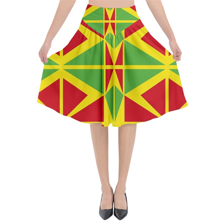 Abstract pattern geometric backgrounds   Flared Midi Skirt