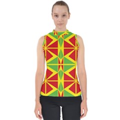 Abstract Pattern Geometric Backgrounds   Mock Neck Shell Top by Eskimos