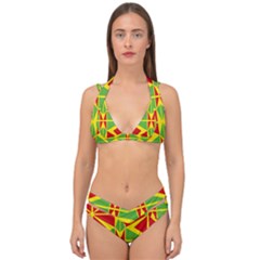 Abstract Pattern Geometric Backgrounds   Double Strap Halter Bikini Set by Eskimos