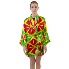 Abstract Pattern Geometric Backgrounds   Long Sleeve Satin Kimono by Eskimos