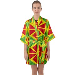 Abstract Pattern Geometric Backgrounds   Half Sleeve Satin Kimono  by Eskimos