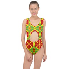 Abstract Pattern Geometric Backgrounds   Center Cut Out Swimsuit by Eskimos