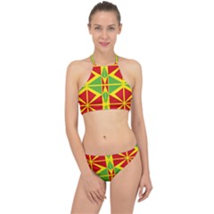 Abstract Pattern Geometric Backgrounds   Racer Front Bikini Set by Eskimos