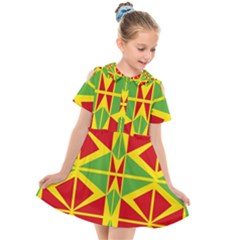 Abstract Pattern Geometric Backgrounds   Kids  Short Sleeve Shirt Dress by Eskimos