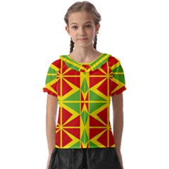 Abstract Pattern Geometric Backgrounds   Kids  Frill Chiffon Blouse by Eskimos