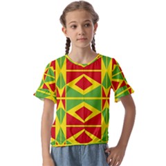 Abstract Pattern Geometric Backgrounds   Kids  Cuff Sleeve Scrunch Bottom Tee