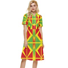 Abstract Pattern Geometric Backgrounds   Button Top Knee Length Dress by Eskimos