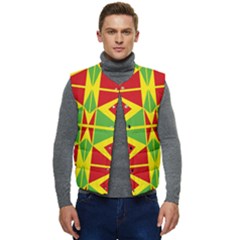 Abstract Pattern Geometric Backgrounds   Men s Short Button Up Puffer Vest	 by Eskimos