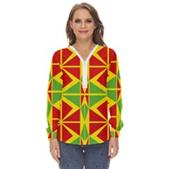 Abstract Pattern Geometric Backgrounds   Zip Up Long Sleeve Blouse