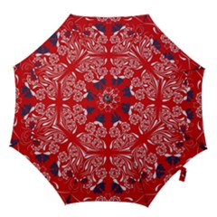 Floral Folk Damask Pattern Fantasy Flowers  Hook Handle Umbrellas (small) by Eskimos