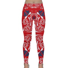 Floral Folk Damask Pattern Fantasy Flowers  Classic Yoga Leggings