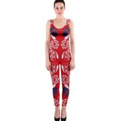 Floral Folk Damask Pattern Fantasy Flowers  One Piece Catsuit by Eskimos