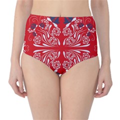 Floral Folk Damask Pattern Fantasy Flowers  Classic High-waist Bikini Bottoms by Eskimos