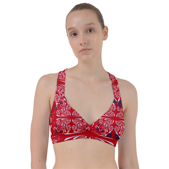 Floral folk damask pattern Fantasy flowers  Sweetheart Sports Bra