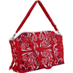 Floral Folk Damask Pattern Fantasy Flowers  Canvas Crossbody Bag by Eskimos