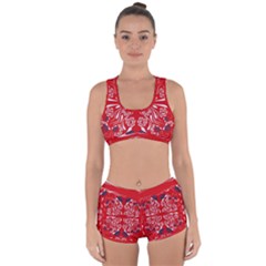 Floral Folk Damask Pattern Fantasy Flowers  Racerback Boyleg Bikini Set by Eskimos