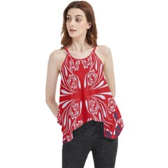 Floral Folk Damask Pattern Fantasy Flowers  Flowy Camisole Tank Top by Eskimos