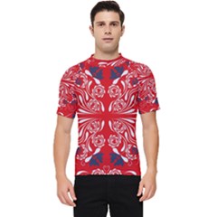 Floral Folk Damask Pattern Fantasy Flowers  Men s Short Sleeve Rash Guard by Eskimos