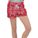 Floral folk damask pattern Fantasy flowers  Velour Lounge Shorts View1