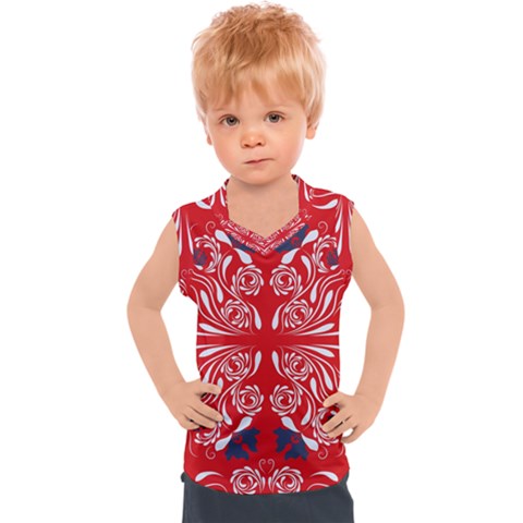 Floral Folk Damask Pattern Fantasy Flowers  Kids  Sport Tank Top by Eskimos