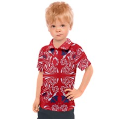 Floral Folk Damask Pattern Fantasy Flowers  Kids  Polo Tee