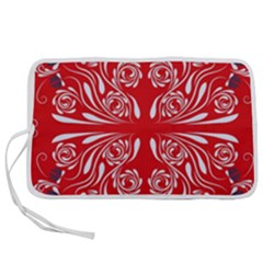 Floral Folk Damask Pattern Fantasy Flowers  Pen Storage Case (m) by Eskimos