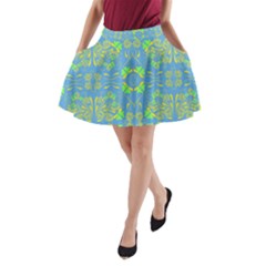 Floral Folk Damask Pattern Fantasy Flowers  A-line Pocket Skirt by Eskimos