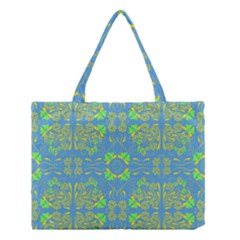 Floral Folk Damask Pattern Fantasy Flowers  Medium Tote Bag by Eskimos