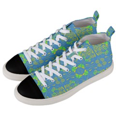 Floral Folk Damask Pattern Fantasy Flowers  Men s Mid-top Canvas Sneakers by Eskimos