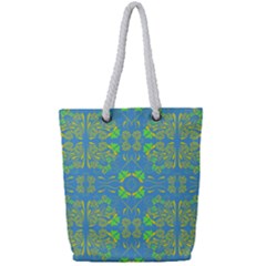 Floral Folk Damask Pattern Fantasy Flowers  Full Print Rope Handle Tote (small) by Eskimos