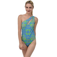 Floral Folk Damask Pattern Fantasy Flowers  To One Side Swimsuit by Eskimos