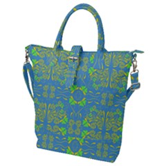 Floral Folk Damask Pattern Fantasy Flowers  Buckle Top Tote Bag by Eskimos